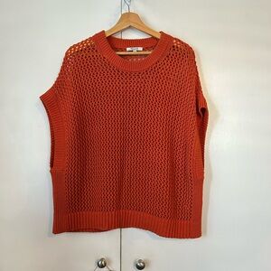 Madewell Women's Orange Open-Stitch Sweater sz XXL